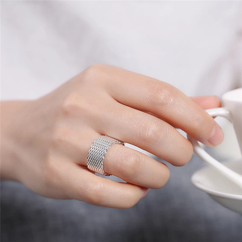 DOTEFFIL 925 Sterling Silver Interwoven Web Ring For Woman Fashion Charm Wedding Engagement Jewelry