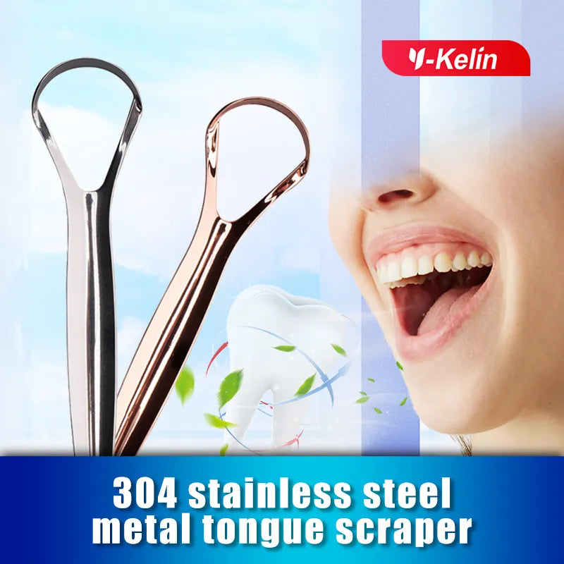 Y-Kelin Hot Sale Stainless Steel Tongue Scraper Metal  Cleaner Reusable & Eco-friendly Brush Fresh Breath Oral Care