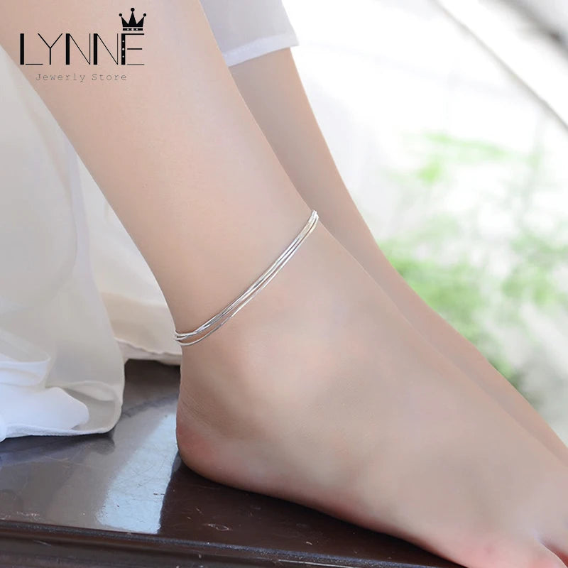 Hot Sale Sexy Beach Multilayer Snake Bones Anklets Foot Chain 925 Sterling Silver Foot Anklet Bracelet For Fashion Women Jewelry