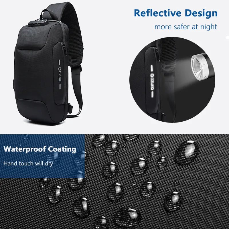 OZUKO 2022 New Multifunction Crossbody Bag for Men Anti-theft Shoulder Messenger Bags Male Waterproof Short Trip Chest Bag Pack