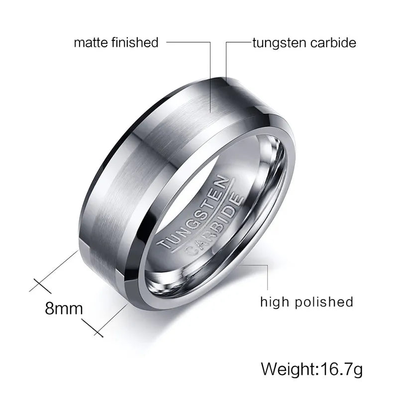 Vnox Classical 100% Tungsten Carbide Ring for Men Wedding Jewelry No Rust dropshipping