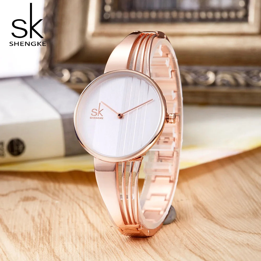 Shengke Fashion Gold-plated Women Watches Charm Ladies Wristwatch Bracelet Quartz Watch Women Montre Femme Relogio Feminino