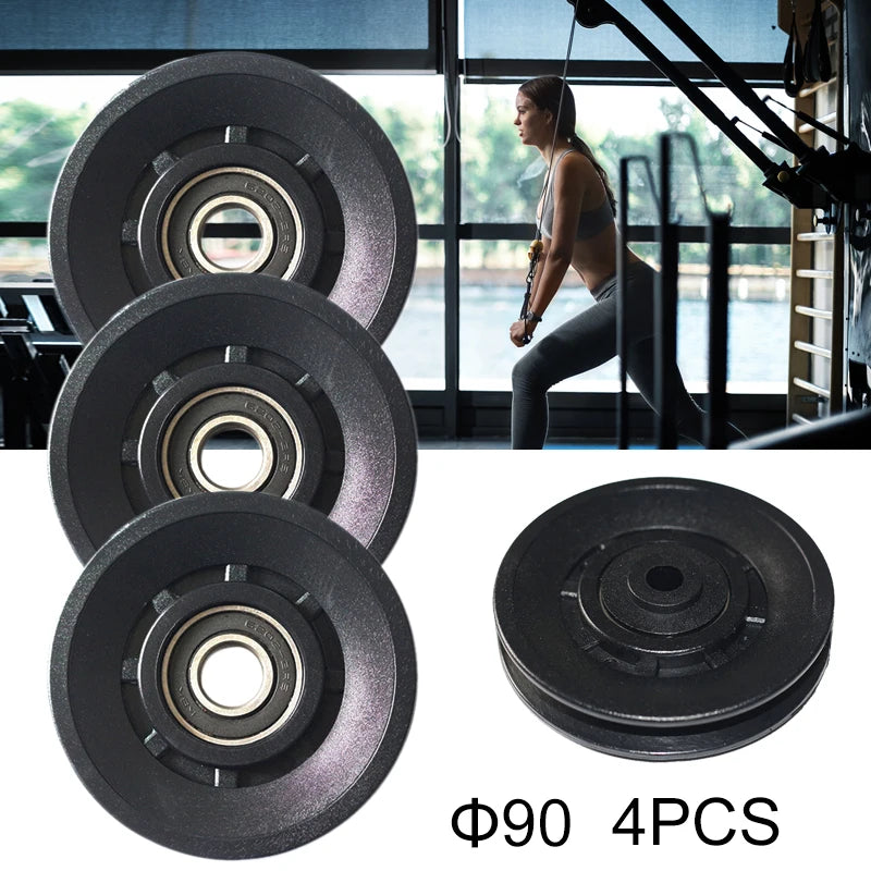 4 Pcs/Lot Wholesale Universal 70mm/90mm/105mm Diameter Wearproof Nylon Bearing Pulley Wheel Cable Gym Fitness Equipment Part