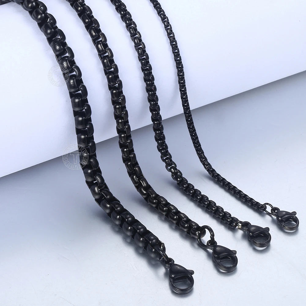 Men's Women's Black Stainless Steel Bracelet Box Chain Bracelets 2020 Dropshipping Wholesale Jewelry Hip Hop KBB12