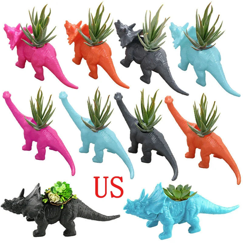US STOCK Flower Bonsai Pot Container Planter Office Decoration Plastic Dinosaur Animal Flower Pot for Cactus Succulent Plant Pot