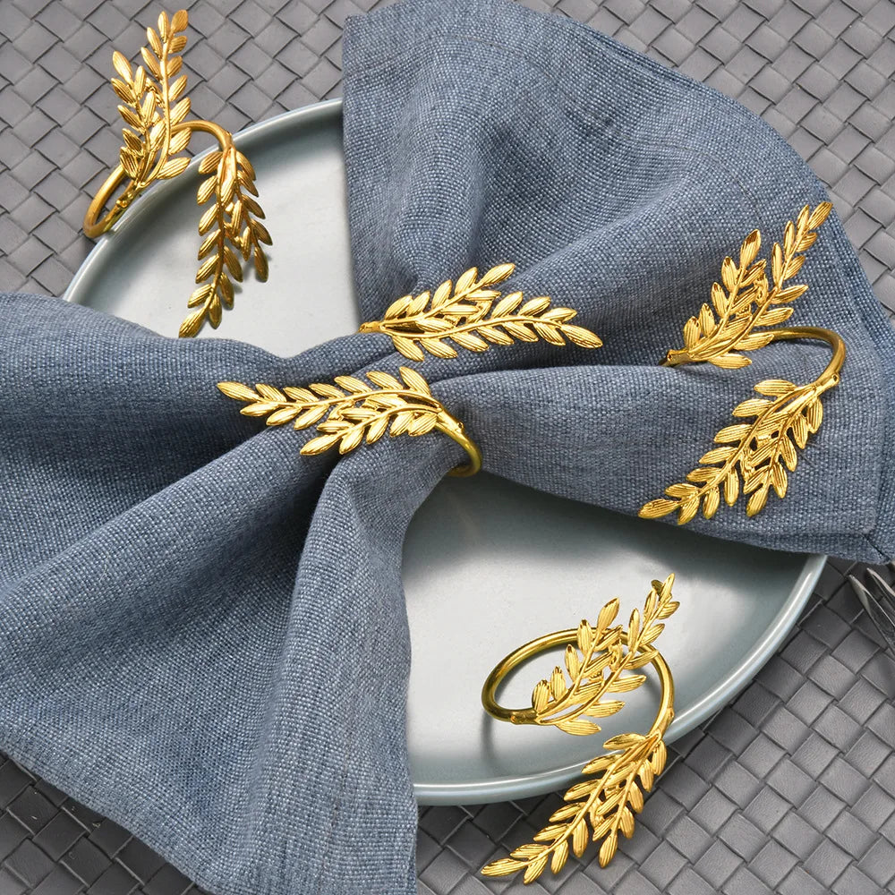 1Pcs Gold Silver Leaf Napkin Rings Holder Fall Napkin Buckle for Thanksgiving Wedding Party Home Kitchen Home Table Decor