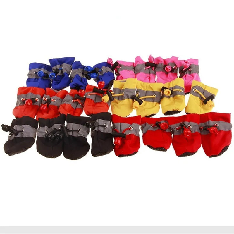 4pcs/set Waterproof Pet Dog Shoes  Anti-slip Rain Boots Footwear for Small Cats Dogs Puppy Dog Pet Booties Pet Paw Accessories