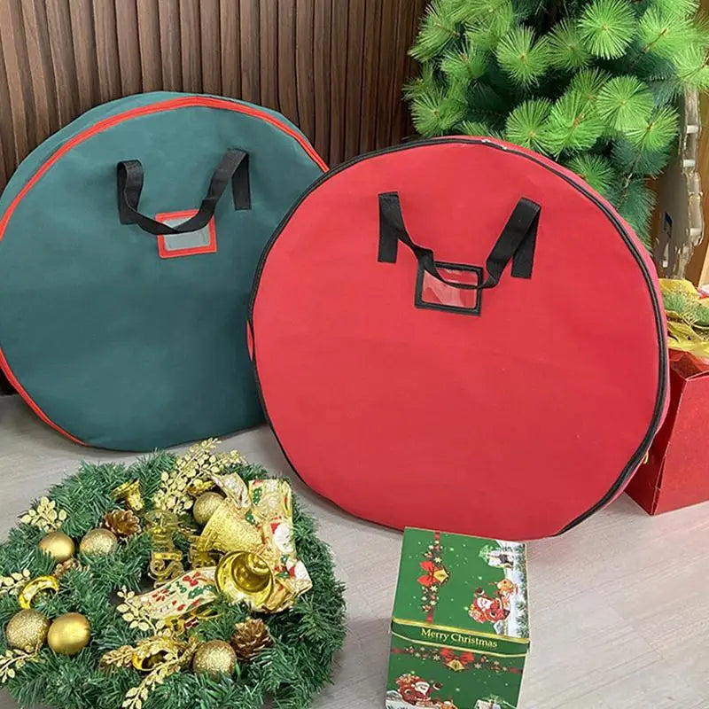60Cm Christmas Wreath Storage Bag with Thickened Oxford Cloth Seasonal Holiday Wreath Storage Container with Handle and Zipper