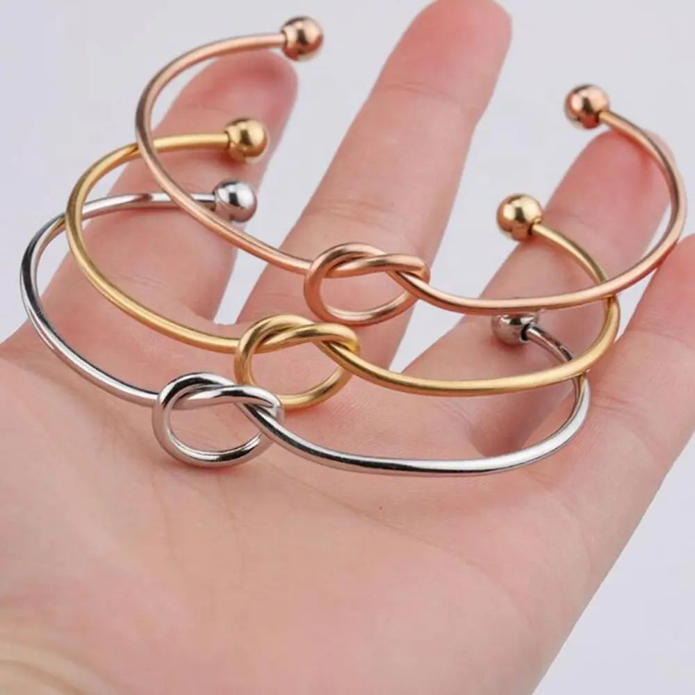 Love Knot Bracelets Thank You Bridesmaid Proposal Gifts Wedding Party Favers Tie The Knot Open Cuff Bangles for Women Girls
