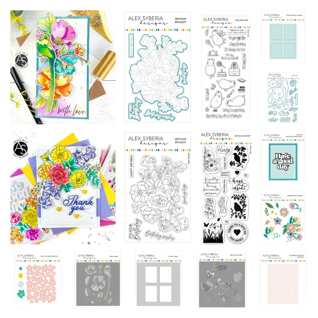 Flowers Scrapbooking Paper Decor Birthday Bouquet Cards Thank You Hello Cut Dies and Silicone Stamps DIY Postage Floral Stencils