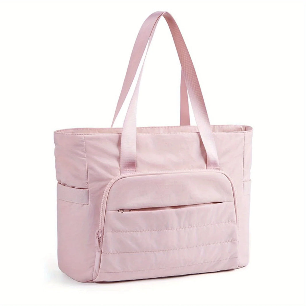 Stylish and simple pink nylon shoulder bag handbag, lightweight and portable shopping bag, suitable for shopping,commuting
