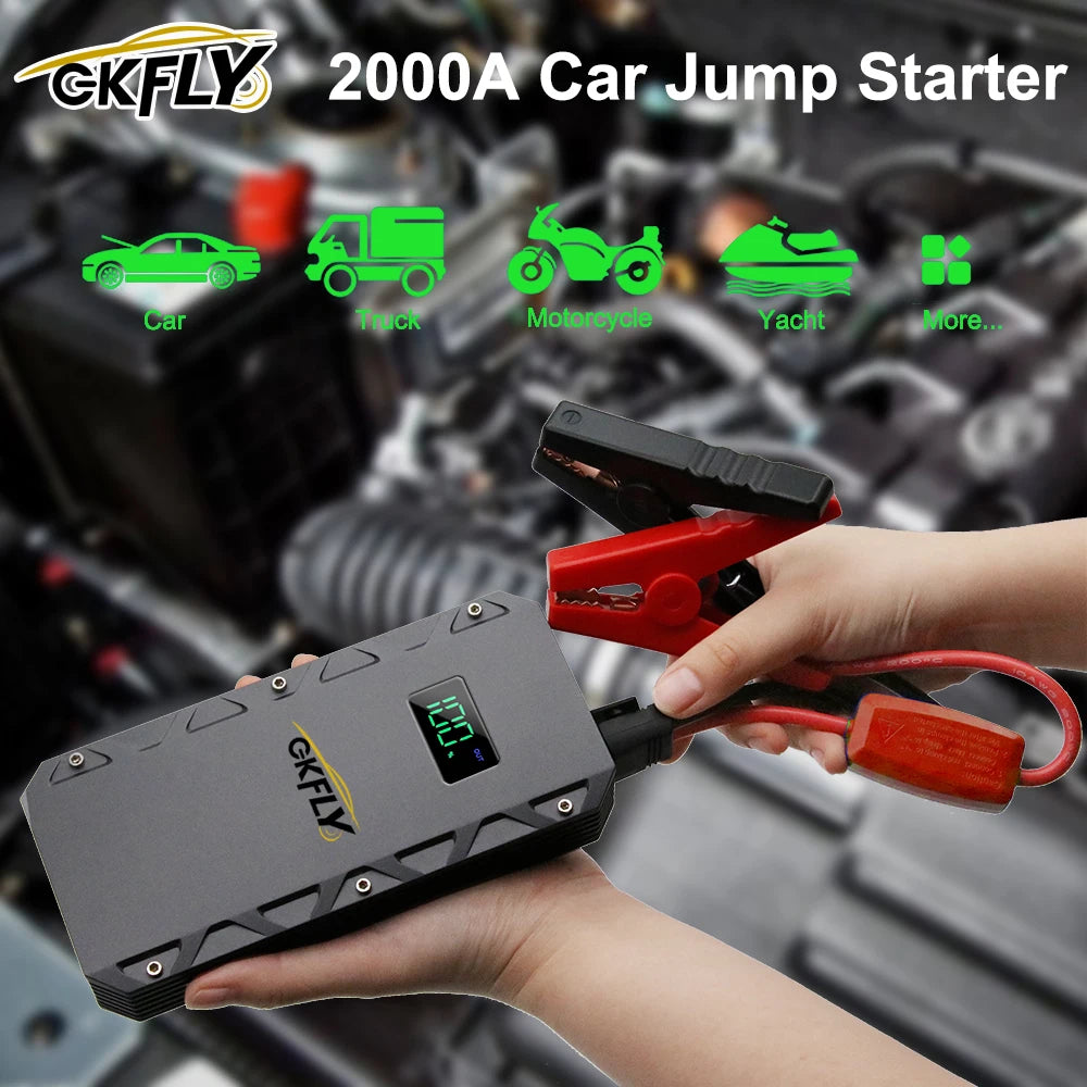 GKFLY Car Jump Starter 22000mAh 2000A 12V Starting Device Power Bank Car Battery Booster Charger For Petrol Diesel Car Starter