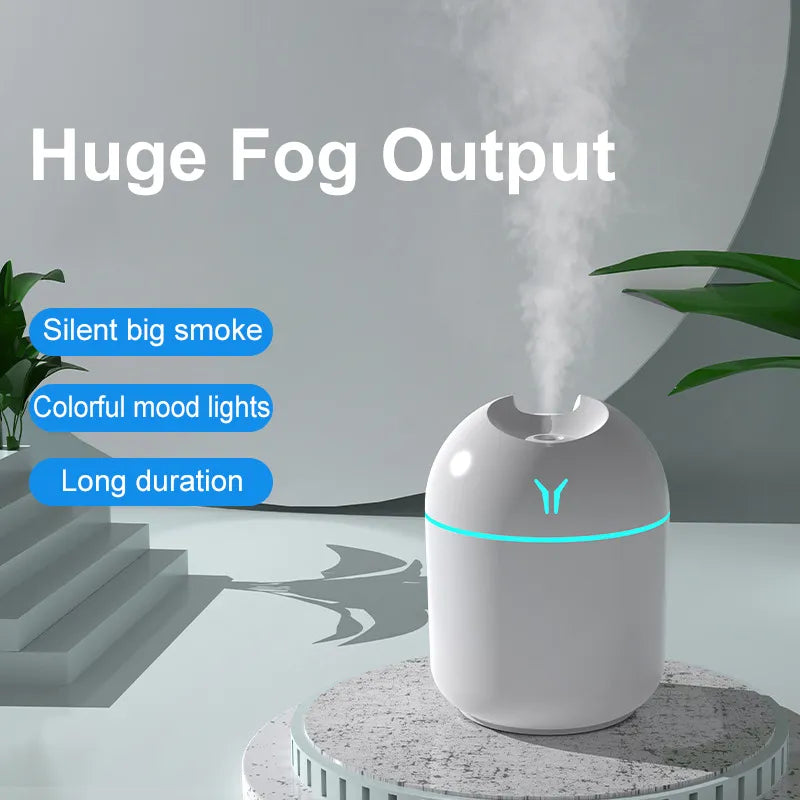 250ML Mini Air Humidifier USB Mute Essential Oil Diffuser Portable Large Spray Car Mist Maker with LED Night Lamp Diffuser