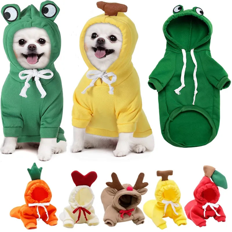 Pet Clothes Dogs Hooded Sweatshirt Fruit Warm Coat Cat Sweater Cold Weather Costume for Puppy Small Medium Large Dog Cat Clothes