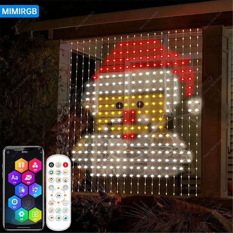 Smart LED RGB Curtain Lights USB App Control String Music Sync DIY Pattern and Text Programmable Fairy Lights for Christmas