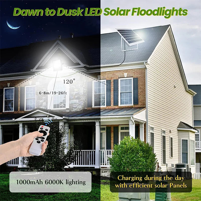 2000W LED Flood Lamp Street Wall Solar LED Solar Light Outdoor Remote Control Waterproof For Garden Path Landscape Spotlight