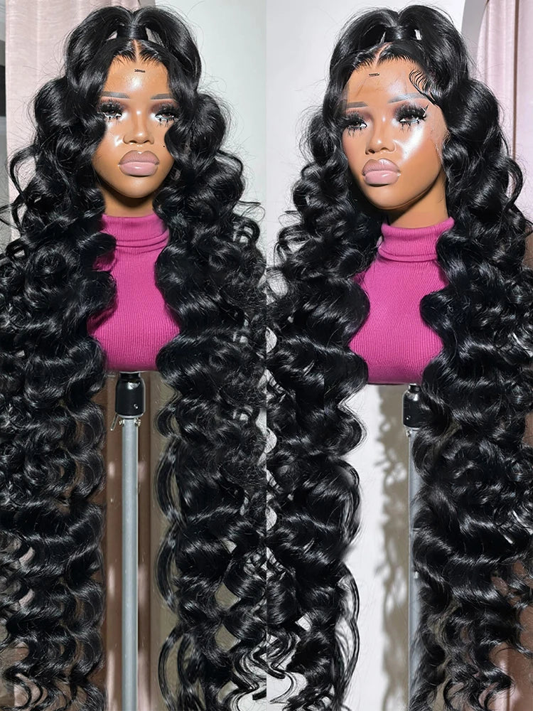 30 36 40 Inch Loose Deep Wave 13x6 Lace Frontal Wig Water Wave Remy Curly Wigs For Women 13x4 Hd Lace Front Wig Human Hair 220%