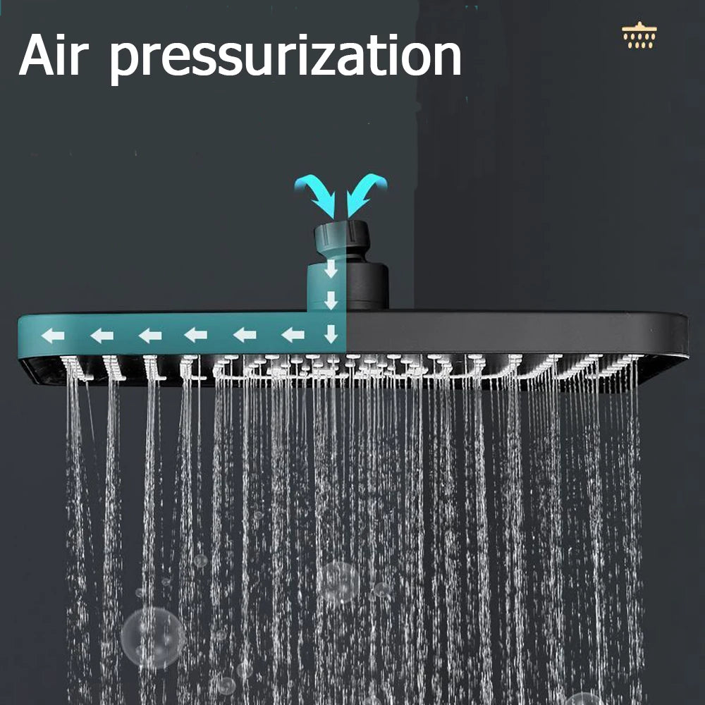 High Pressure Large Flow Supercharge Ceiling Mounted Shower Head 32cm Big Panel Rainfall Abs Thicken Shower Bathroom Accessories