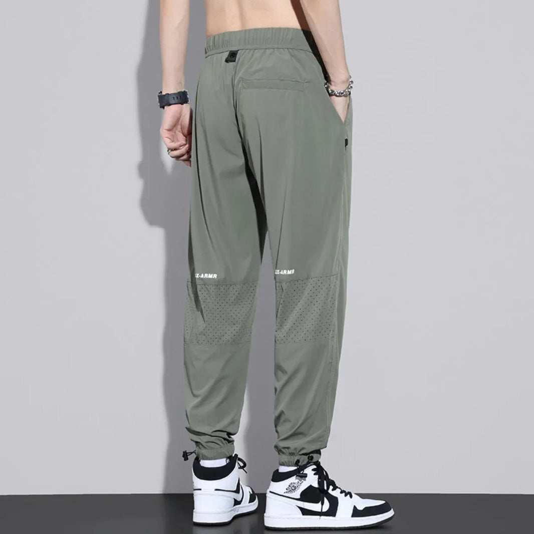 2025 New Men's Summer Pants Mesh Breathable Casual Drawstring Thin Pants Loose Pants Sports Fitness Pants Trend Fashion Style