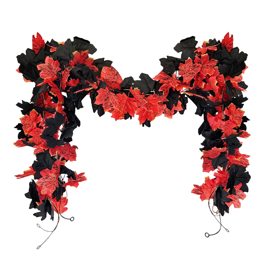 1Pc 6.5Ft Artificial Fall Maple Leaf Foliage Fake Plant Garland for Home Halloween Thanksgiving Party Wall Table Autumn Decor