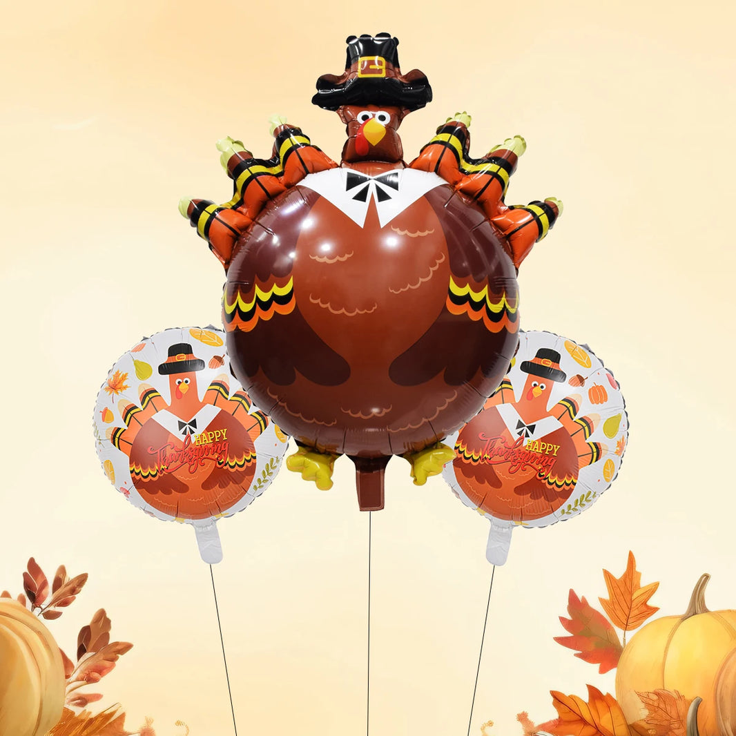 3pcs Turkey Balloons set Thanksgiving Day Turkey Foil Balloon Thanksgiving Day Decorations