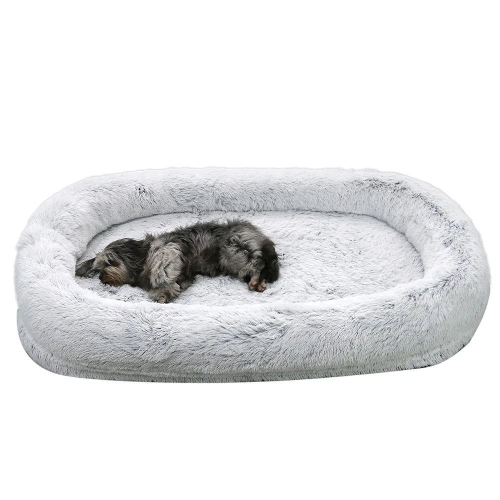 Human Dog Kennel Plush Round Pet Kennel Dog Bed Winter Warm Sponge Dog Mat Pet Supplies Pet Mattress