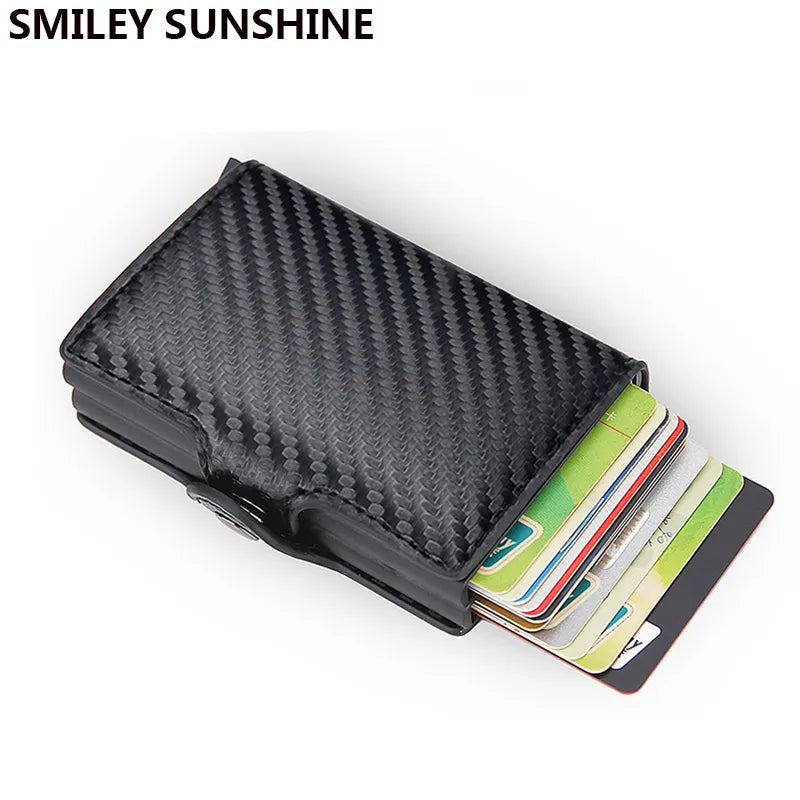 Top Quality Rfid Wallet Men Money Bag Mini Purse Male Aluminium Card Wallet Small Clutch Leather Wallet Thin Purse Carteras 2022