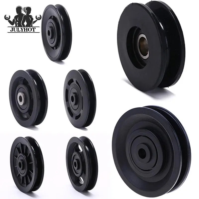 Universal Bearing Pulley 50mm90mm/100mm/105mm Diameter Wearproof Pulley Wheel Gym Home Fitness Training Equipment Part Black 1pc