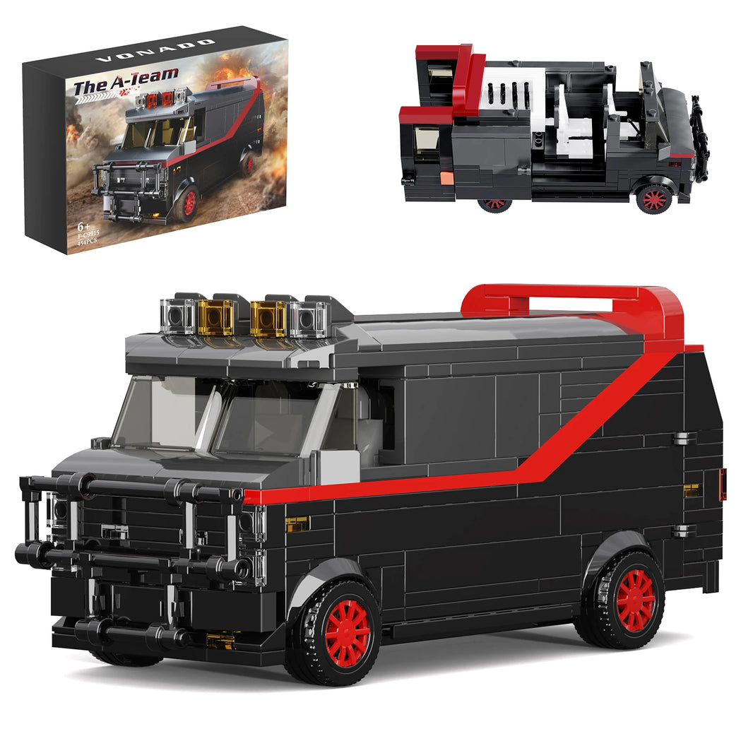 Retro Car A-Team Van Building Blocks Vehicle Truck Lorry High-Tech Car Model Kit Toys Bricks Birthday Christmas Gift For Kids