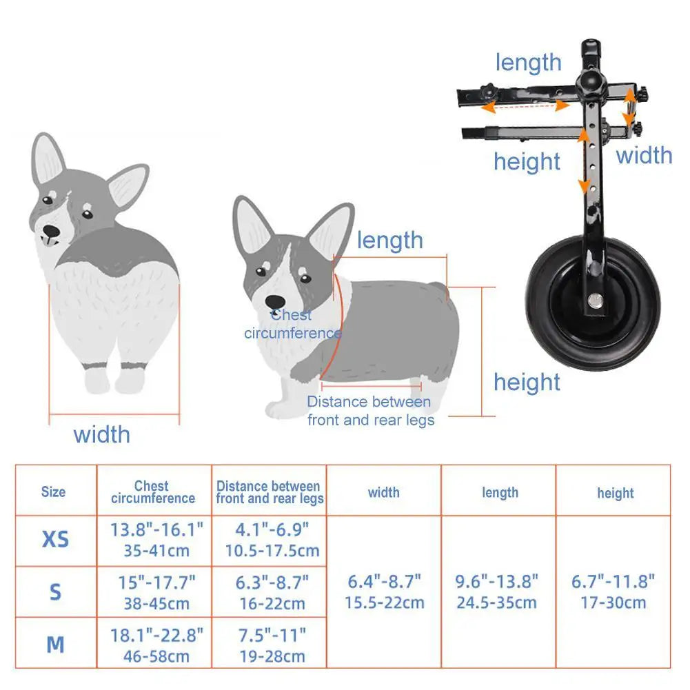 1Pcs Pet Wheelchair Cart Adjustable Pet Cat Dog Rehabilitation Walking Wheels Aids Mobility Assistance Light Pet Walk Tools
