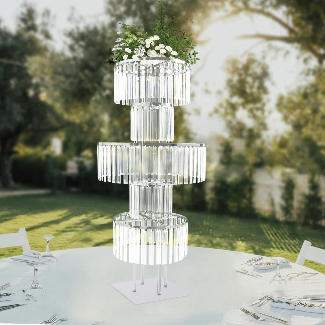 5 Tier 110cm Clear Silver Flower Stand Round Flower Stand for Weddings, Parties, And Special Occasions