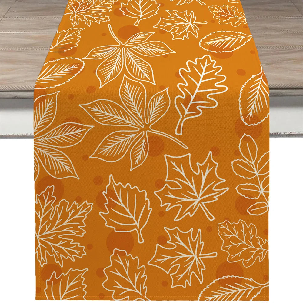 Autumn Maple Leaf Orange Table Flag Maple Leaf Orange Polka Dot Design Table Decor Thanksgiving Harvest Party Decor 13x72 Inches