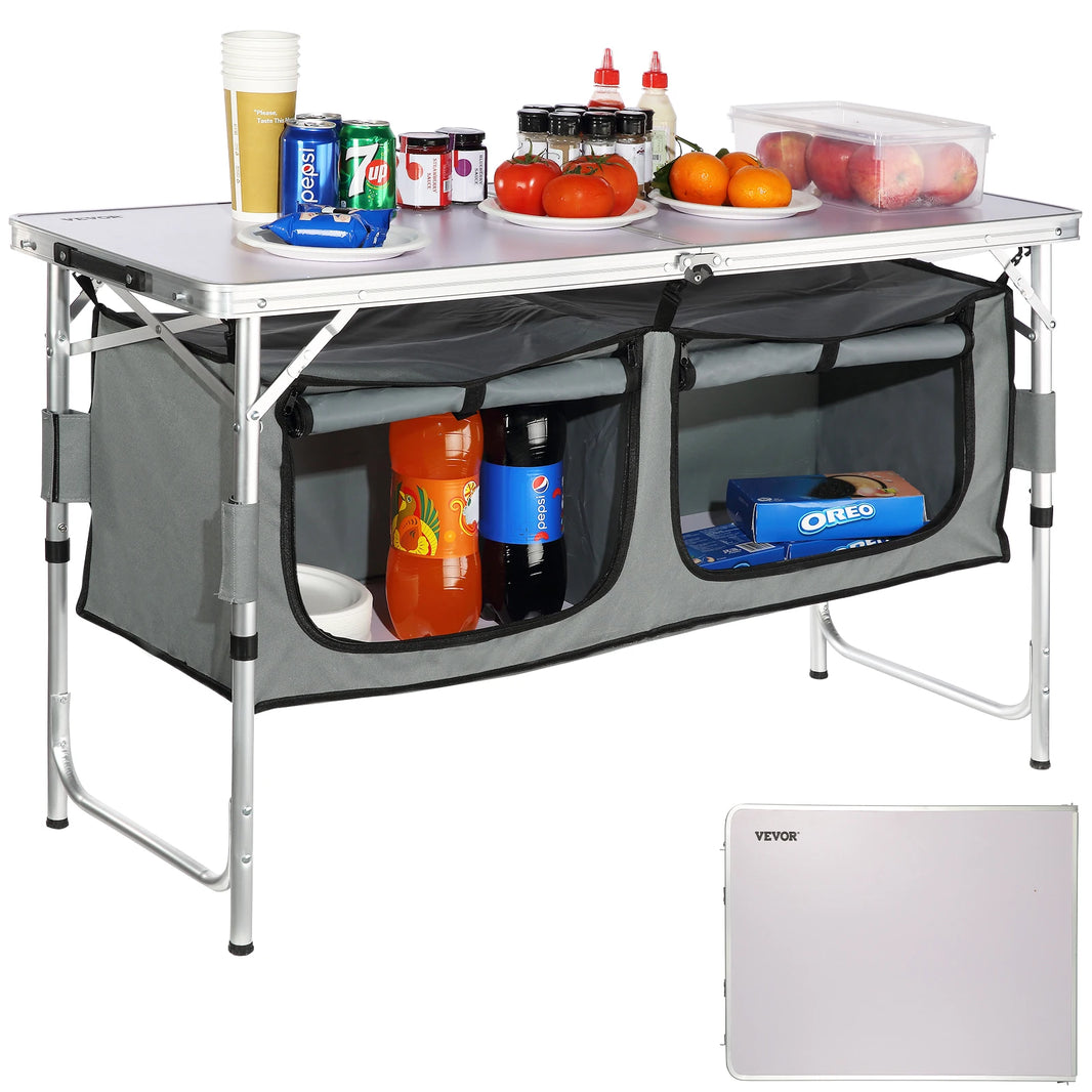 VEVOR Camping Kitchen Table, Quick set-up Folding Camping Table MDF Camping Table for Outdoor Picnics BBQs Camping RV Traveling