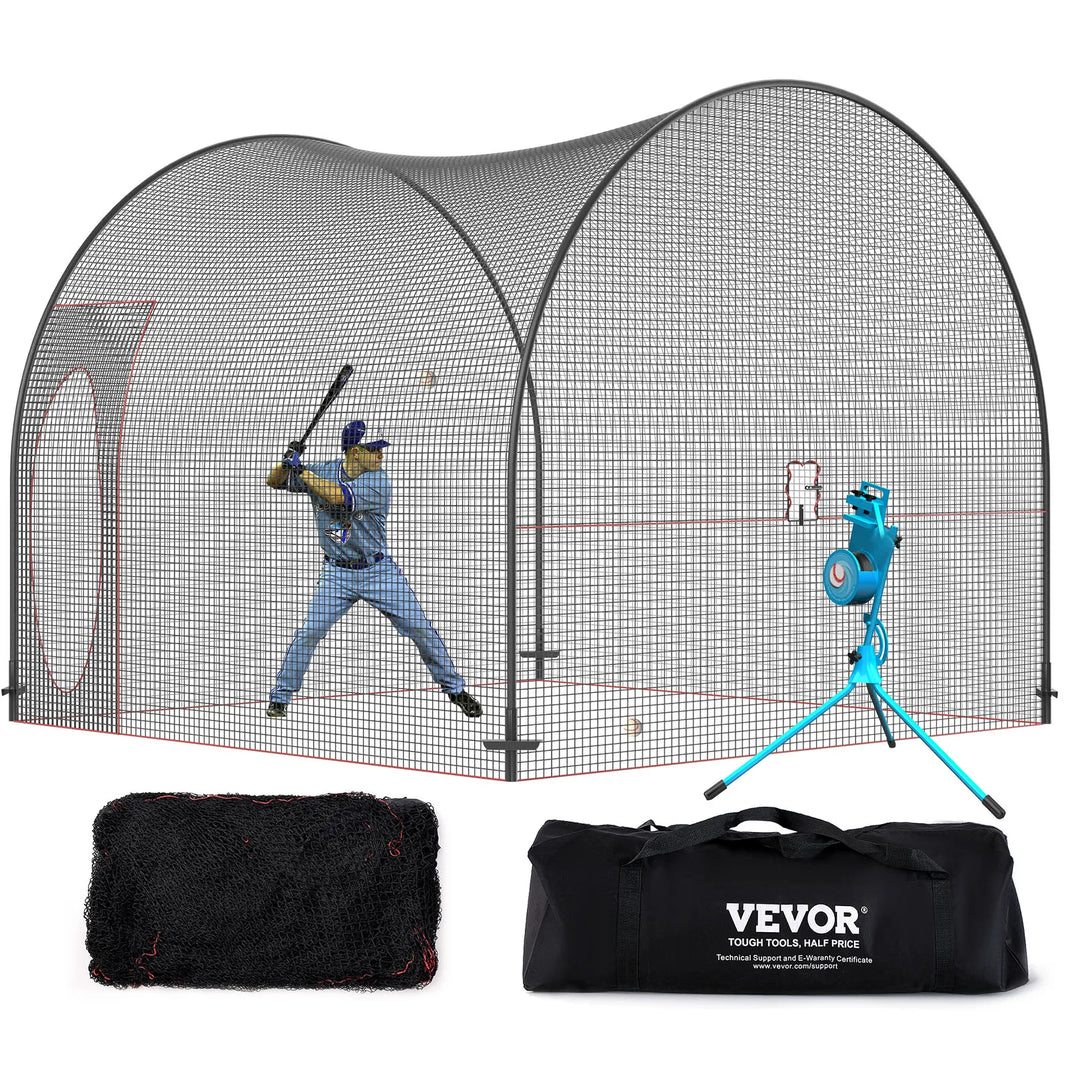 SucceBuy 12/22/33/40FT Baseball Batting Cage Portable Cage Net with Carry Bag Heavy Duty Enclosed Cage Backyard Training