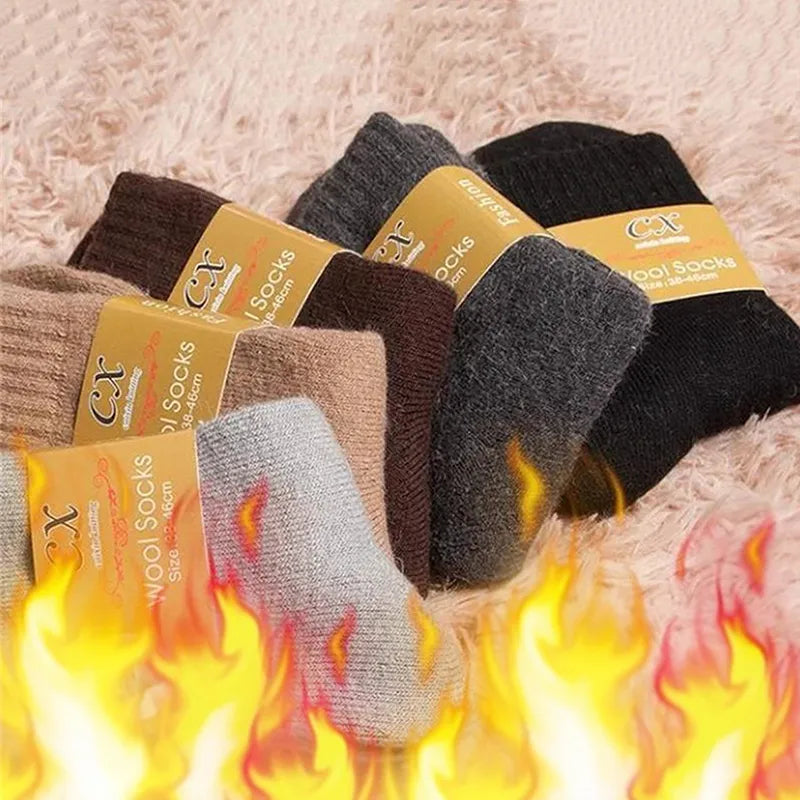 5 Pairs Winter Men Warm Wool Socks Super Thicker Solid Merino Wool Socks Against Cold Snow Terry Socks Thermal Cashmere Socks