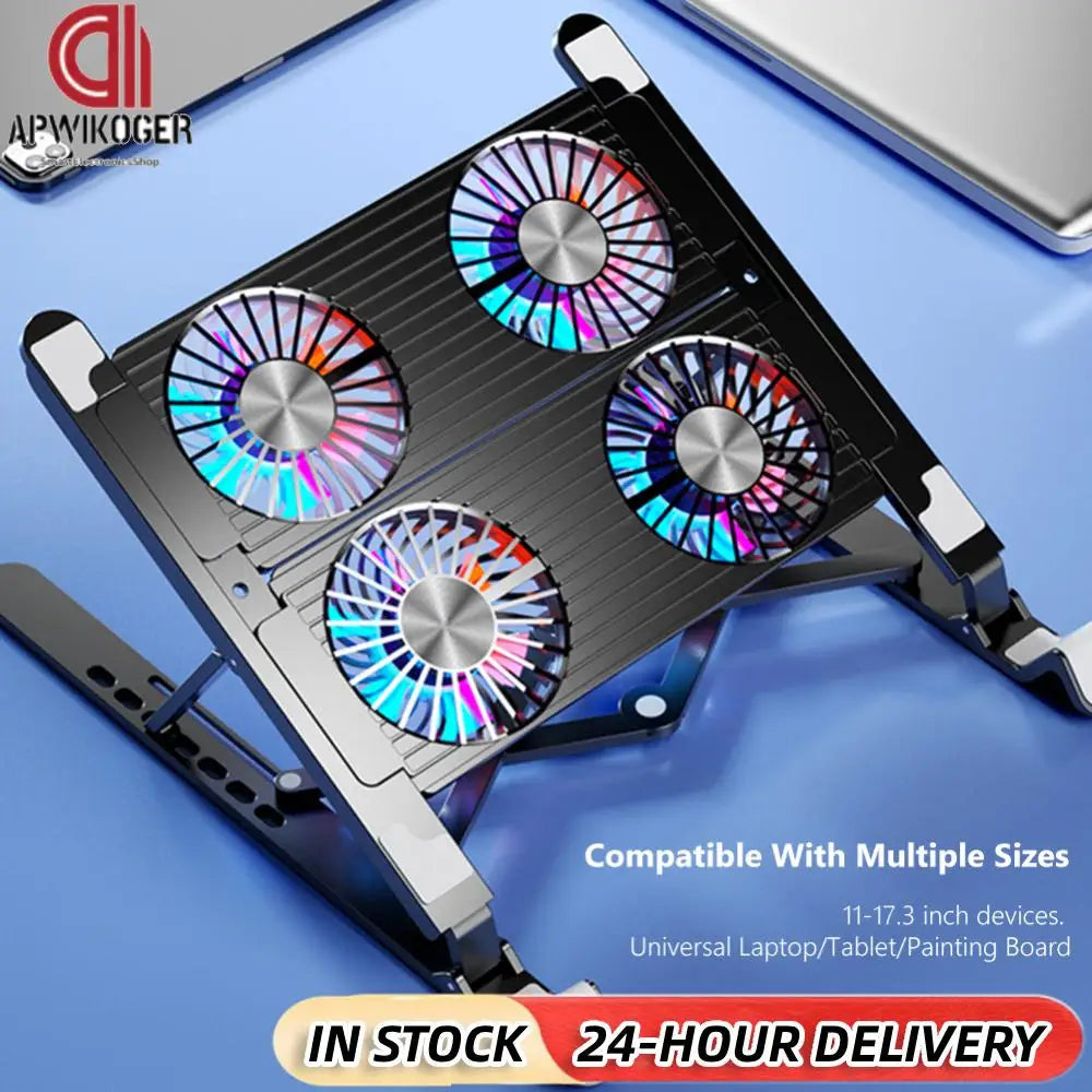 Laptop Cooling Pad with 2/4 Fans RGB Gaming Laptop Cooler 9 Height Laptop Holder Foldable Notebook Stand for Macbook iPad