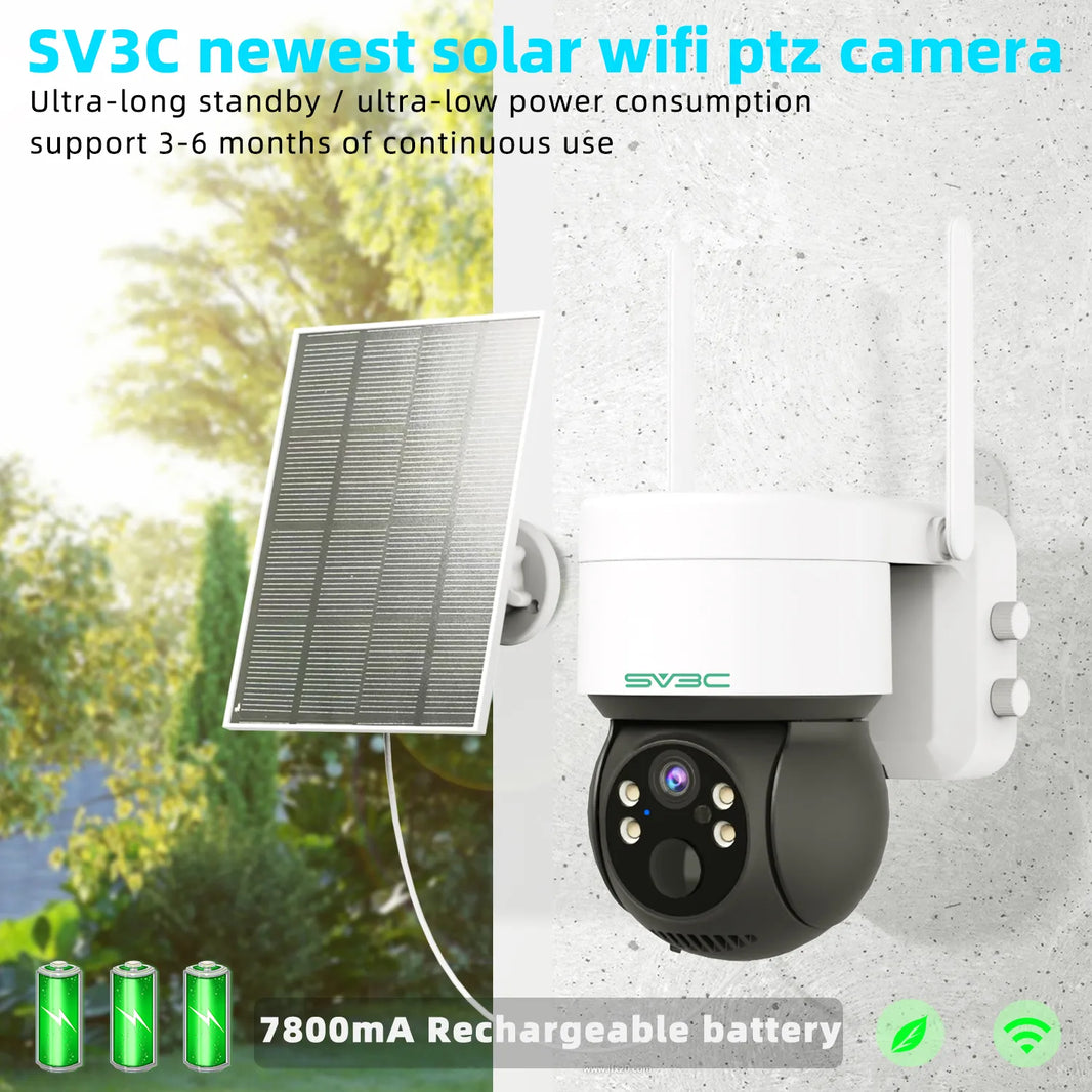 ICSEE Security Solar Camera Outdoor, Wifi Dome Camera With Solar Panel, Wireless IP CCTV, 7800mA Rechargeable Battery