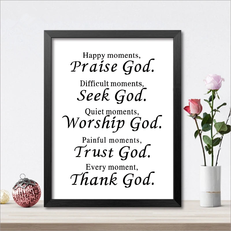 Every Moment Thank God Bible Verse Canvas Painting Posters Prints Wall Art Pictures Christian Religious Living Room Home Decor