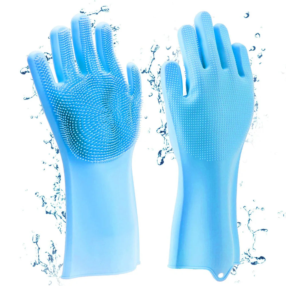 Pet Grooming Cleaning Gloves Dog Cat Bathing Shampoo Glove Scrubber Magic Dishwashing Cleanner Sponge Silicon Hair Removal Glove