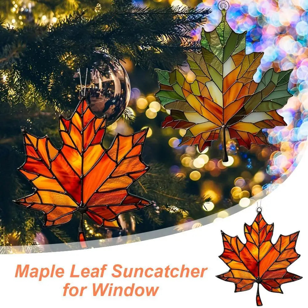 Maple Leaf Suncatcher For Window Acrylic Maple Leaves Hanging Ornament Fall Leaf Decor For Thanksgiving Autumn Party Supplies