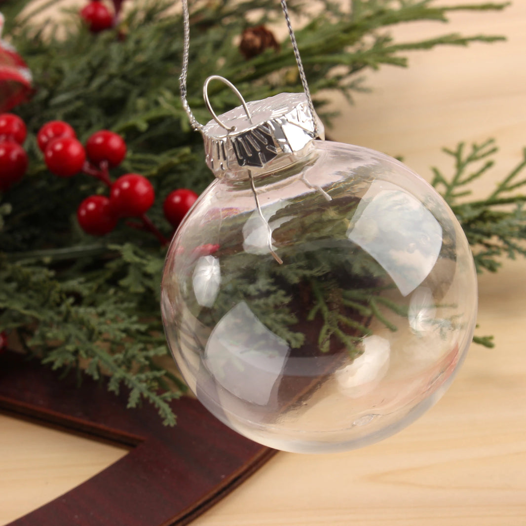 6/8/10cm Transparent Christmas Ball DIY Clear Fillable Christmas Tree Hanging Pendant Ornament Home Xmas New Year Party Decor