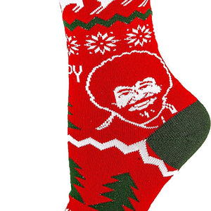 Women'S Novelty Funny Bob Ross Crew Socks, Holiday Crazy Fun Dress Socks, Fits Shoe Size 5-10