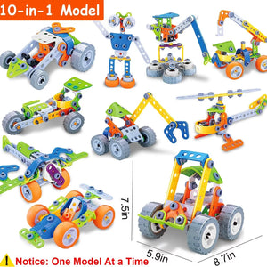 10 in 1 STEM Toys for 5 6 7 8+ Year Old Boy Birthday Gifts Building Toys for Kids Ages 4-8 5-7 6-8 Educational Stem Activities Robot Toy for Boys 4-6 4-7 Build and Play Construction Set Creative Games