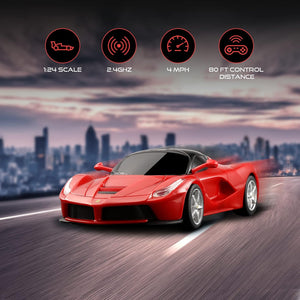 X Rastar Ferrari Toy Car 1:24 Remote Control Laferrari Race Car, Licensed RC Hobby Model Vehicle for Boys Kids and Adults, Red