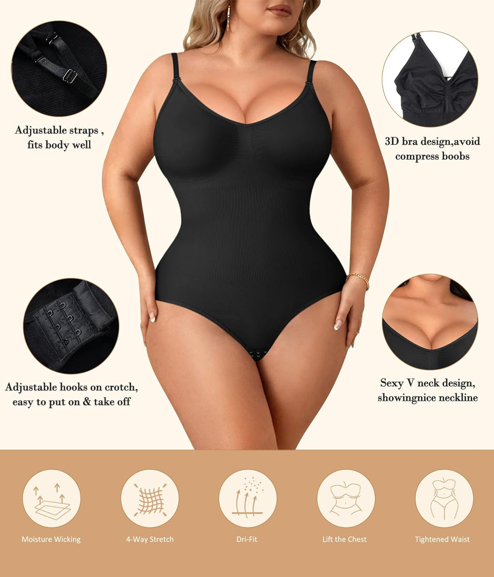 Women Slimming Bodysuits Shapewear Tops Tummy Control Body Shaper Spaghetti Strap Camisole Leotards Bodycon Jumpsuit