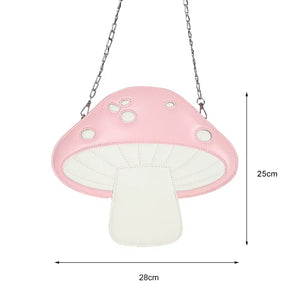 Women Girl Fashion Mushroom Shoulder Bag Cartoon Cross Body Women Leather Chain Handbag