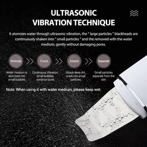 Ultrasonic Skin Scrubber Blackhead Remover Facial Cleanser 4 Modes Peeling Shovel Face Lifting Tool EMS Spatula Deep Cleansing