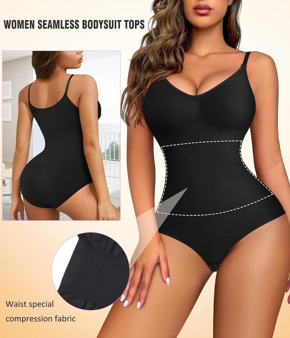 Women Slimming Bodysuits Shapewear Tops Tummy Control Body Shaper Spaghetti Strap Camisole Leotards Bodycon Jumpsuit