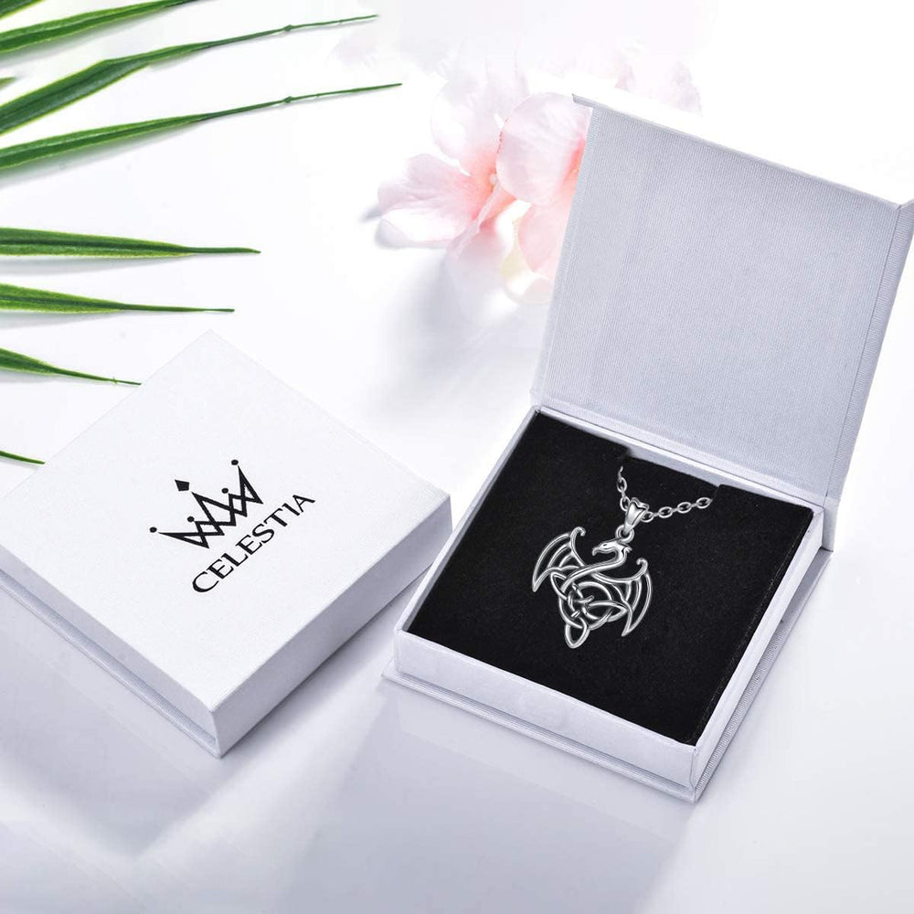 Dragon Necklace for Women Sterling Silver Dragon Jewelry Dragon Pendant Celtic Dragon Gifts for Mother Daughter Sister Wife