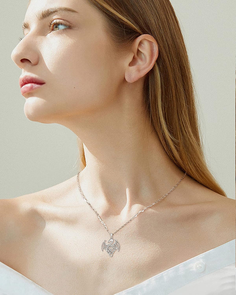 Dragon Necklace for Women Sterling Silver Dragon Jewelry Dragon Pendant Celtic Dragon Gifts for Mother Daughter Sister Wife